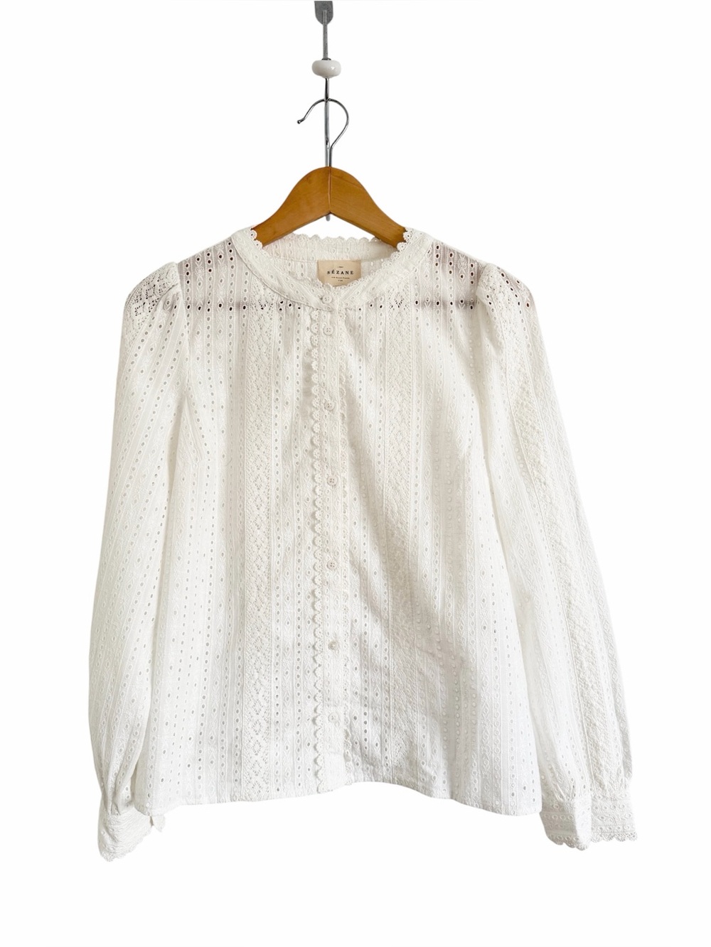 SEZANE Marinette Eyelet Button Down Shirt White Exru - NWOT, 36 / Small / 4 - Picture 5 of 16